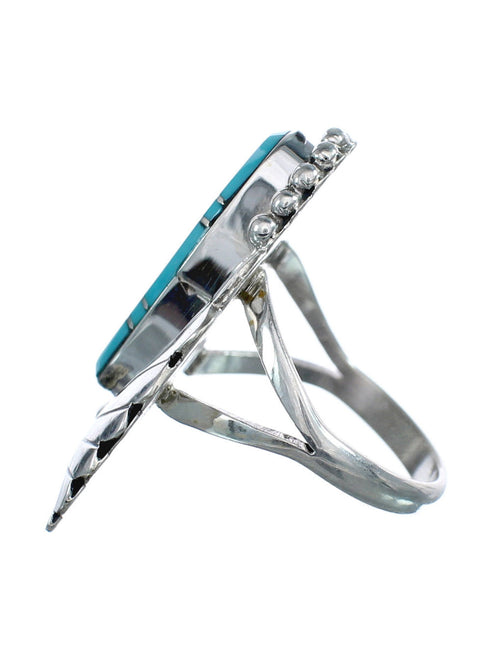 Native American Navajo Turquoise Sterling Silver Ring Size 10 JX124133